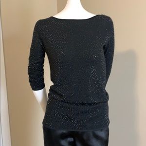 Alice + Olivia Long sleeve boat neck fully beaded top, tight knit sweater M NWOT